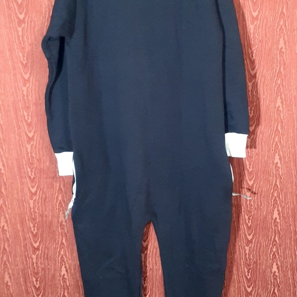 CRACE UNISEX JUMPSUIT PAJAMA HOODED LONG SLEEVE 2 POCKETS DARK BLUE/WHITE SIZE M - Picture 5 of 9